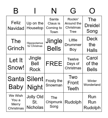 Holiday Edition Bingo Card
