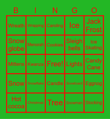 Holiday BINGO Card