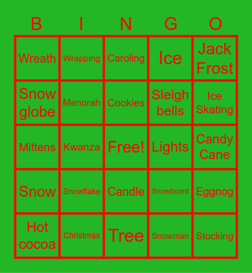 Holiday BINGO Card