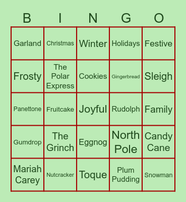 BAPC Christmas Bingo 2020 Bingo Card