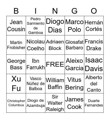 Explorer Bingo  Bingo Card