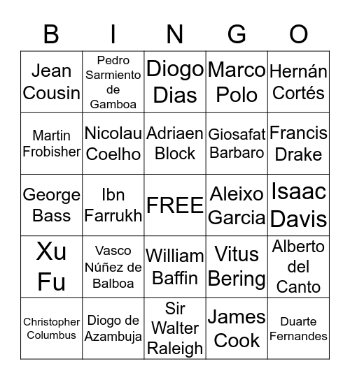 Explorer Bingo  Bingo Card