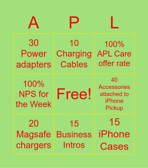 Apple PZ Bingo! Bingo Card