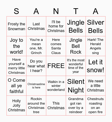 Holiday BINGO Card