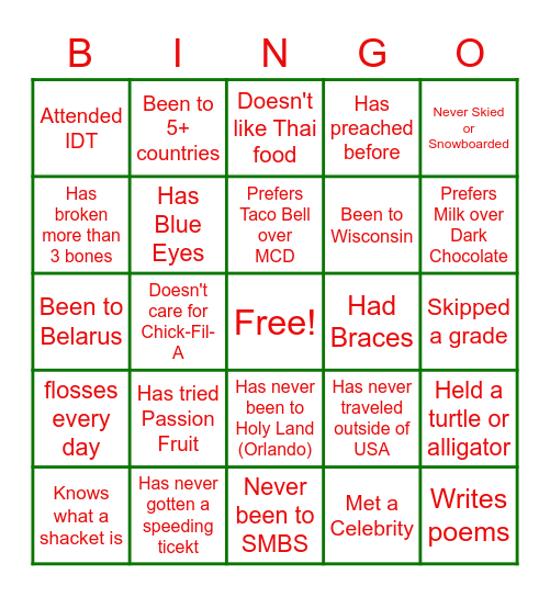 SMSB Holiday Bingo 2020 Bingo Card