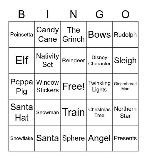 Christmas Decoration Bingo Card