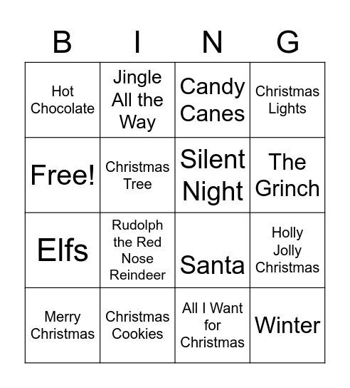 Christmas Bingo! Bingo Card