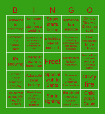 Winter Holiday MOVIE/ TV EPISODE Bingo Card