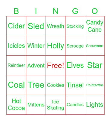 Holiday BINGO #1 Bingo Card