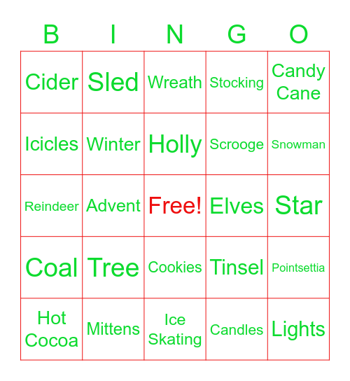 Holiday BINGO #1 Bingo Card
