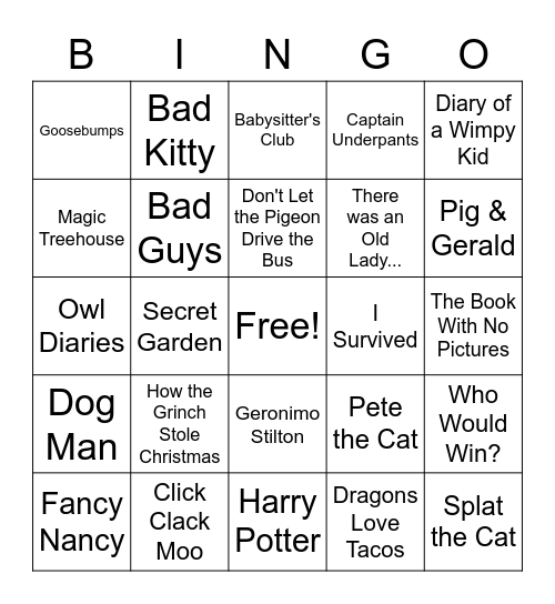 Book Bingo Card