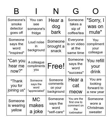 CFH Division Essential Services Staff Meeting Bingo Card