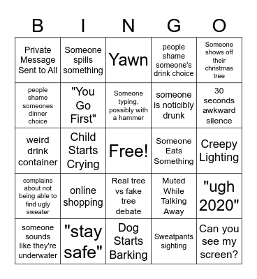 Holiday Party Bingo Card