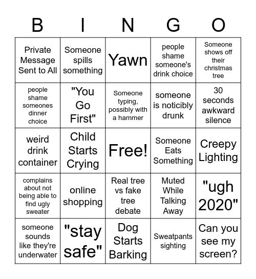 Holiday Party Bingo Card