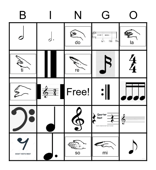 Musical Symbols Bingo Card