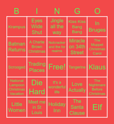 Animation Christmas Bingo Xtravaganza Bingo Card