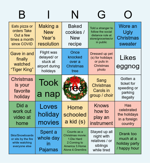 MERRY CHRISTMAS   HAPPY HOLIDAYS Bingo Card