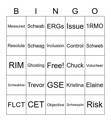 Schwab Themed Bingo Card