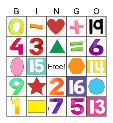 K - Math Bingo Card