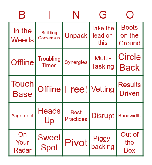 RAI Holiday Virtual Bingo Card
