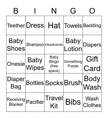Baby Gift Bingo Card