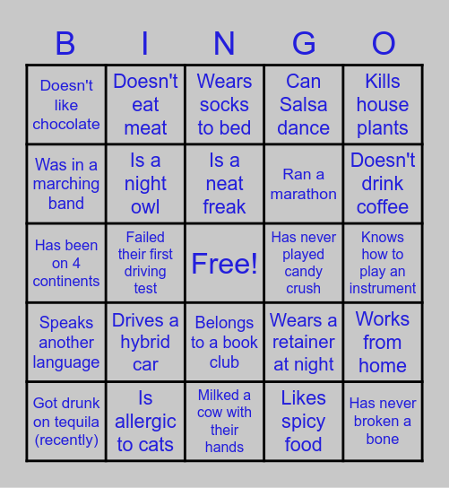 Ice Breaker BINGO Card