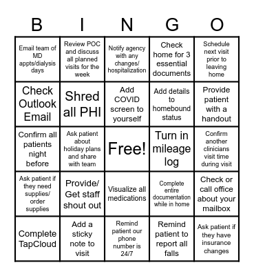 Intrepid's Holiday Bingo Card