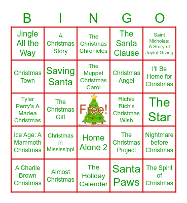 Christmas Movie Bingo Card