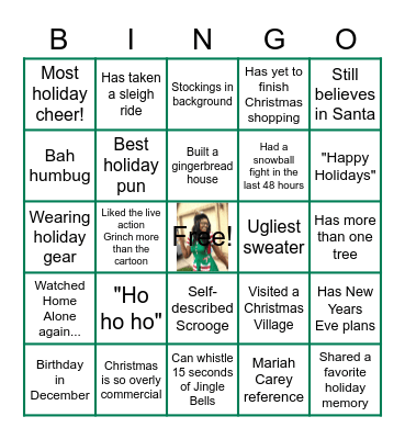 Virtual Holiday Party BINGO Card