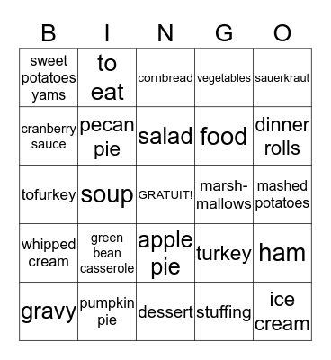 Bonne Fête de l'Action de Grâce! Bingo Card