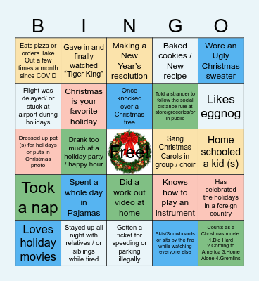 MERRY CHRISTMAS   HAPPY HOLIDAYS Bingo Card