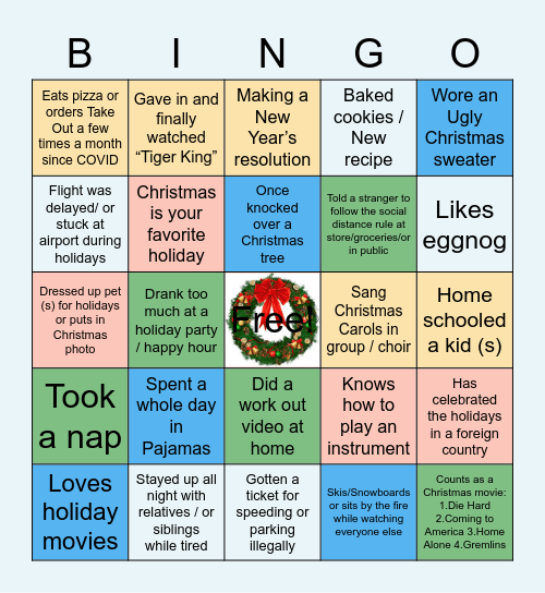 MERRY CHRISTMAS   HAPPY HOLIDAYS Bingo Card