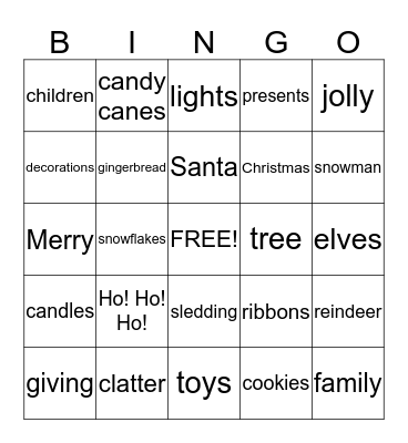 Merry Christmas, Ellie, Joah, Alex, & Xander!!!! Bingo Card