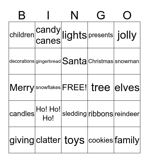 Merry Christmas, Ellie, Joah, Alex, & Xander!!!! Bingo Card