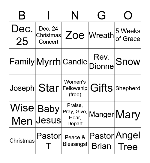 MACEDONIA CHRISTMAS BINGO Card