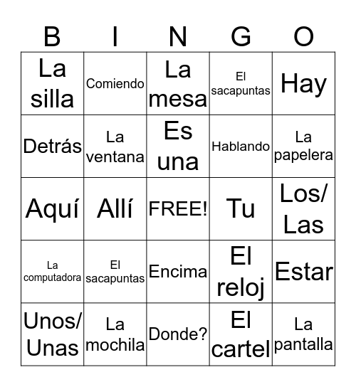 Chapter 2B Bingo Card