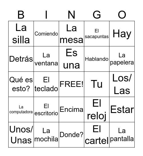 Chapter 2B Bingo Card