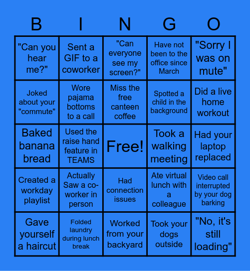 CCC Remote Work Bingo Card