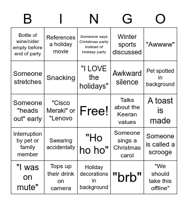 Keeran Bingo! Bingo Card