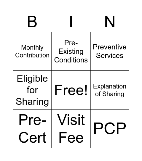 Glossary of Terms Bingo Card
