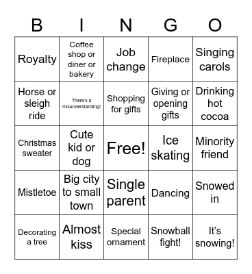 Hallmark Christmas Movie Bingo Card