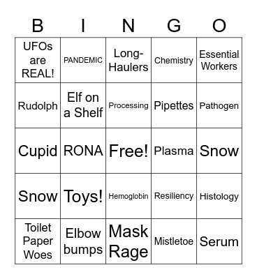 2020 Pandemic Holiday Lab Bingo! Bingo Card