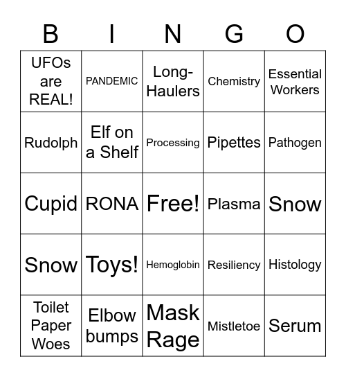 2020 Pandemic Holiday Lab Bingo! Bingo Card
