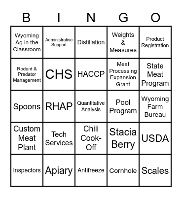 WDA Holiday Bingo Card