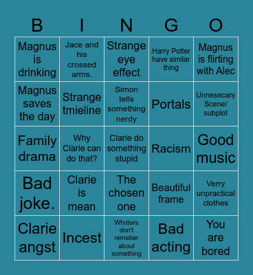 Shadowhunters Bingo Card