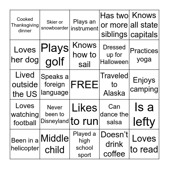 JLT Bingo Card