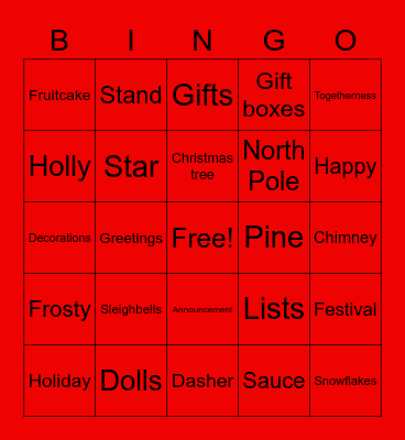 Chriistmas Bingo Card