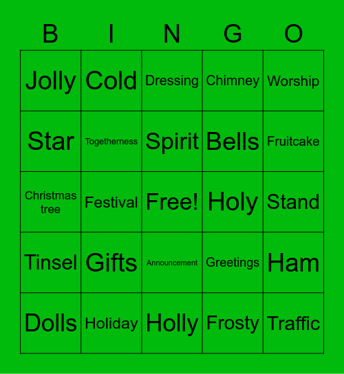 Christmas Bingo Card
