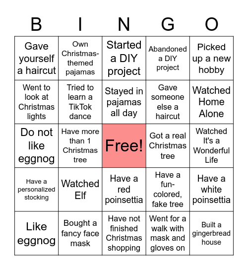 Holiday/2020 Bingo Card