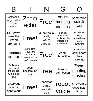 Humanities Showcase Bingo Card